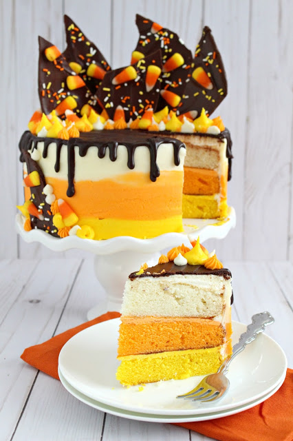 Candy Corn Layer Cake from LoveandConfections.com
