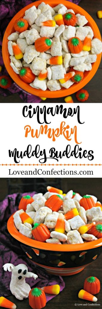 Cinnamon Pumpkin Muddy Buddies from LoveandConfections.com #PumpkinWeek