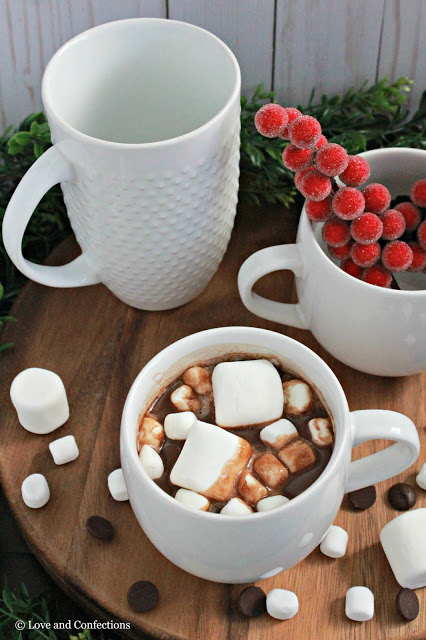 Slow Cooker Dark Hot Chocolate from LoveandConfections.com