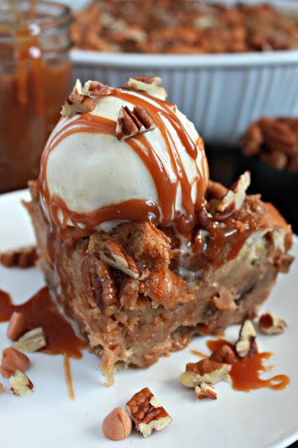 Butterscotch Pecan Bread Pudding from LoveandConfections.com