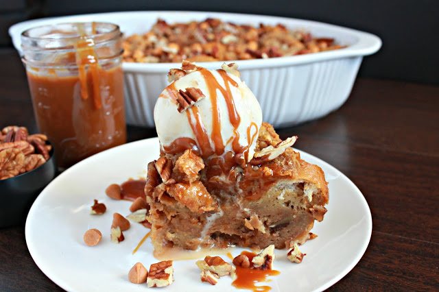 Butterscotch Pecan Bread Pudding from LoveandConfections.com