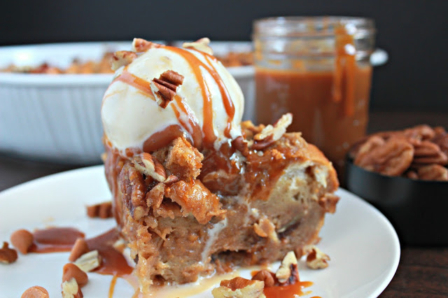 Butterscotch Pecan Bread Pudding from LoveandConfections.com