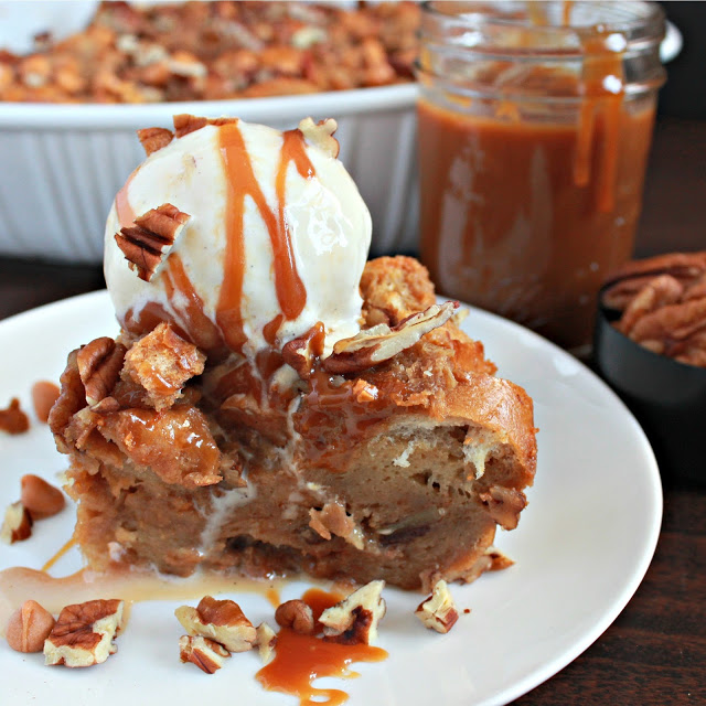 Butterscotch Pecan Bread Pudding from LoveandConfections.com