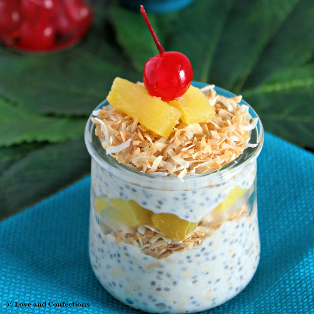 Piña Colada Overnight Oatmeal from LoveandConfections.com