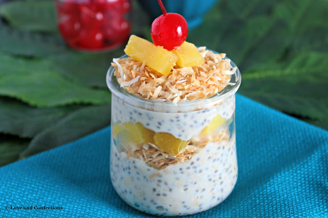Piña Colada Overnight Oatmeal from LoveandConfections.com