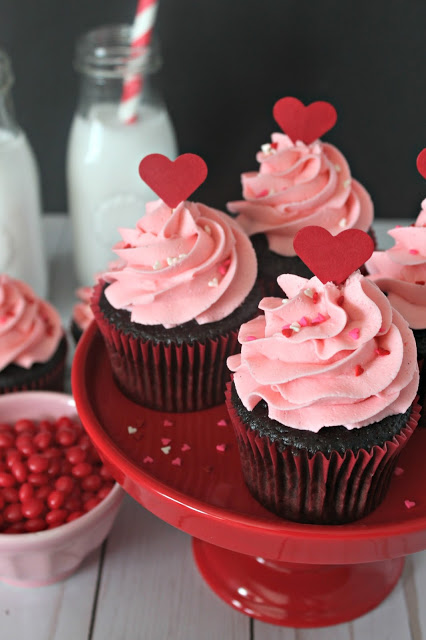 Red Hot Cinnamon Chocolate Cupcakes from LoveandConfections.com