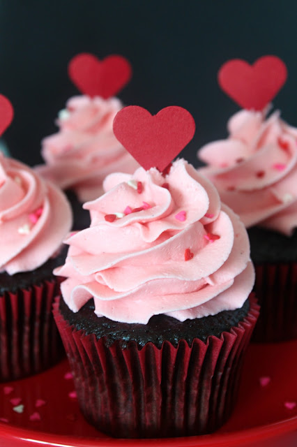 Red Hot Cinnamon Chocolate Cupcakes from LoveandConfections.com