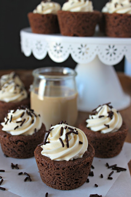 Chocolate Irish Cream Cheesecake Cookie Cups from LoveandConfections.com