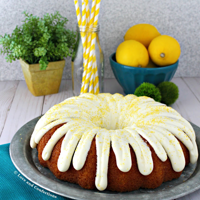 Easy Lemon Pudding Bundt Cake from LoveandConfections.com