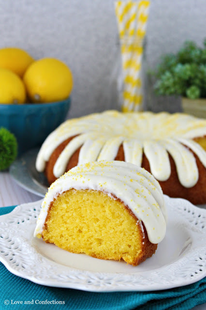 Easy Lemon Pudding Bundt Cake from LoveandConfections.com