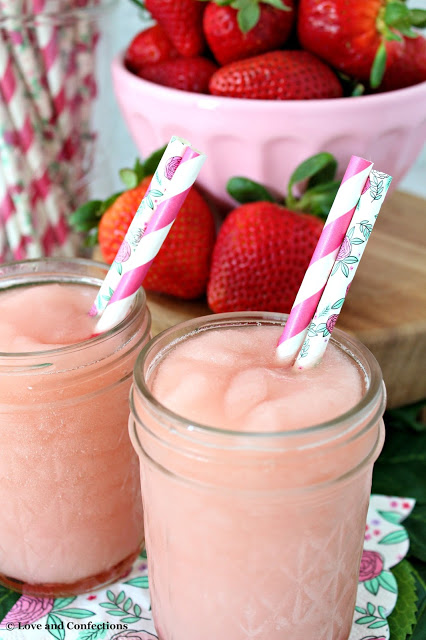 Easy Strawberry Frosé from LoveandConfections.com #BrunchWeek