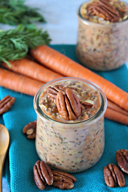 Carrot Cake Overnight Chia Oatmeal from LoveandConfections.com #BrunchWeek