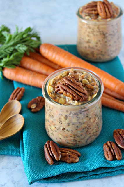 Carrot Cake Overnight Chia Oatmeal from LoveandConfections.com #BrunchWeek