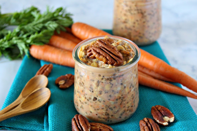 Carrot Cake Overnight Chia Oatmeal from LoveandConfections.com #BrunchWeek