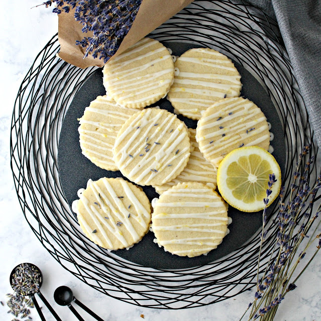 Lemon Lavender Glazed Sugar Cookies from LoveandConfections.com