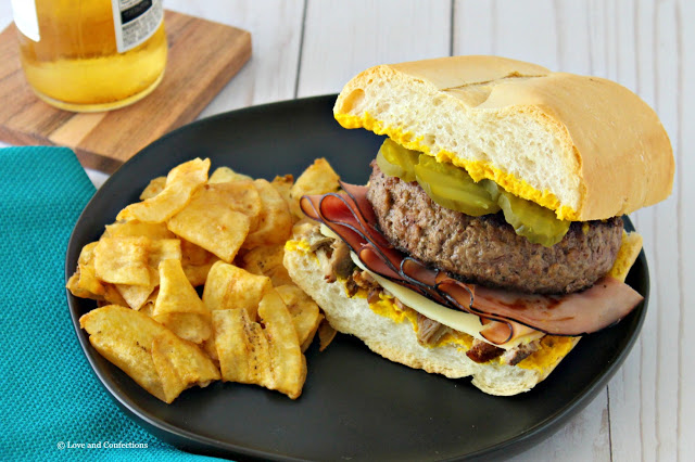 Cuban Sandwich Cheeseburger from LoveandConfections.com #BurgerMonth