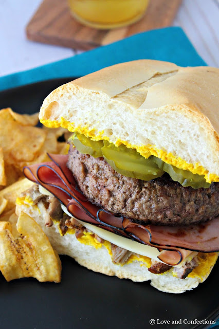 Cuban Sandwich Cheeseburger from LoveandConfections.com #BurgerMonth