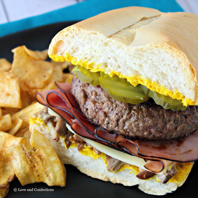 Cuban Sandwich Cheeseburger from LoveandConfections.com #BurgerMonth