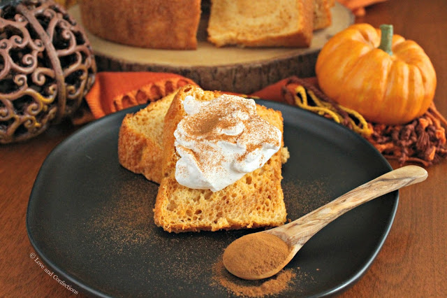 Semi-Homemade Pumpkin Angel Food Cake from LoveandConfections.com #PumpkinWeek