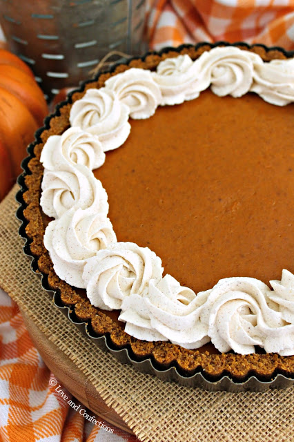 Pumpkin Tart with Pumpkin Spiced Whipped Cream from LoveandConfections.com #PumpkinWeek #sponsored