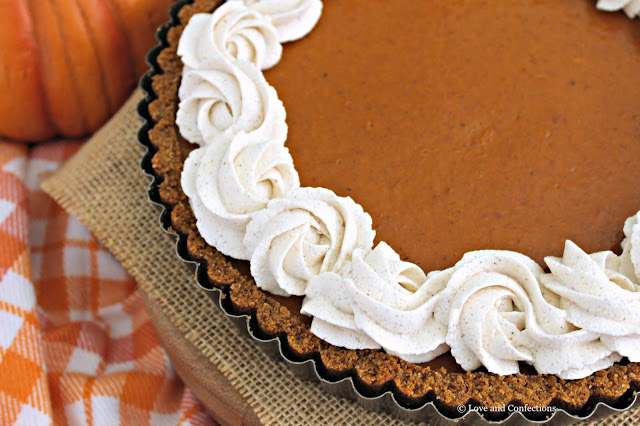 Pumpkin Tart with Pumpkin Spiced Whipped Cream from LoveandConfections.com #PumpkinWeek #sponsored