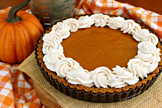 Pumpkin Tart with Pumpkin Spiced Whipped Cream from LoveandConfections.com #PumpkinWeek #sponsored