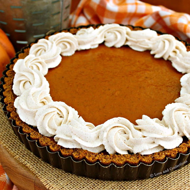 Pumpkin Tart with Pumpkin Spiced Whipped Cream from LoveandConfections.com #PumpkinWeek #sponsored