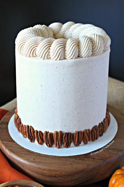 Pumpkin Pecan Pie Layer Cake from LoveandConfections.com #PumpkinWeek #sponsored