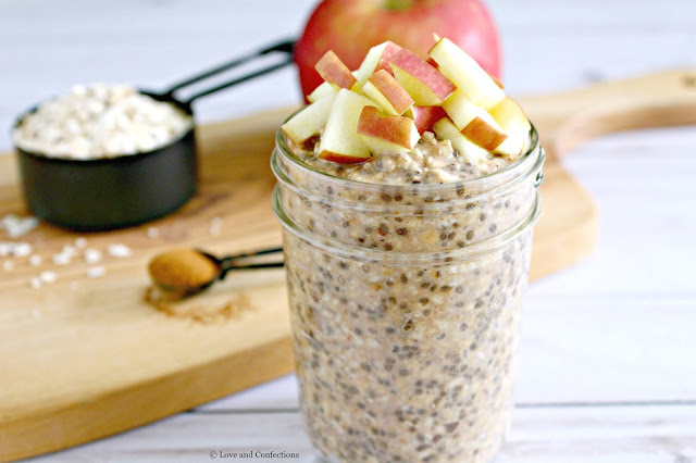 Apple Butter Overnight Chia Oatmeal from LoveandConfections.com #AppleWeek #sponsored