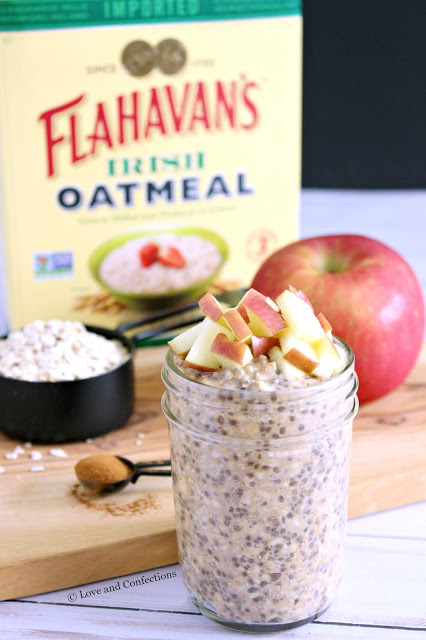 Apple Butter Overnight Chia Oatmeal from LoveandConfections.com #AppleWeek #sponsored