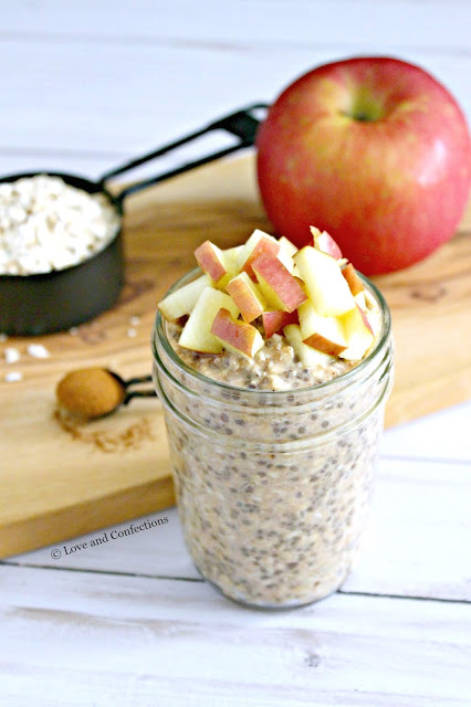 Apple Butter Overnight Chia Oatmeal from LoveandConfections.com #AppleWeek #sponsored