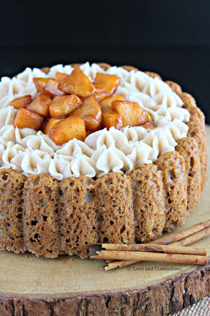 Spiced Apple Cider Charlotte Cake from LoveandConfections.com #AppleWeek #sponsored