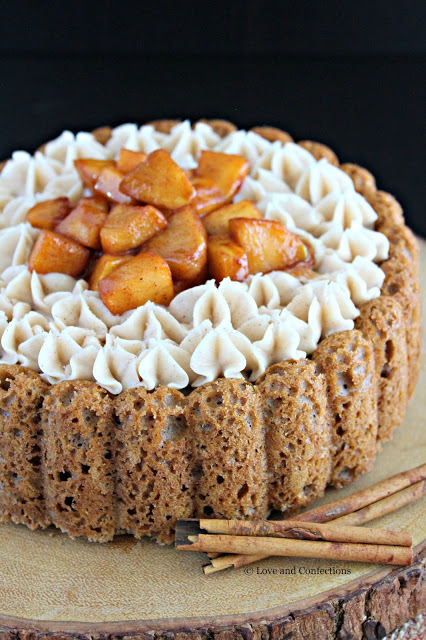 Spiced Apple Cider Charlotte Cake from LoveandConfections.com #AppleWeek #sponsored