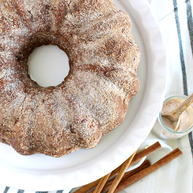 Apple Cider Spiced Donut Cake from LoveandConfections.com #AppleWeek #sponsored