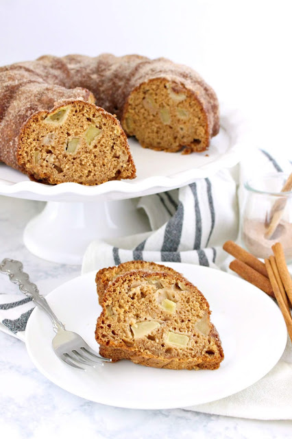 Apple Cider Spiced Donut Cake from LoveandConfections.com #AppleWeek #sponsored