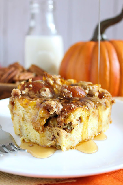 Pumpkin Pecan French Toast Casserole from LoveandConfections.com #sponsored