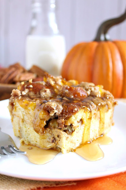 Pumpkin Pecan French Toast Casserole from LoveandConfections.com #sponsored