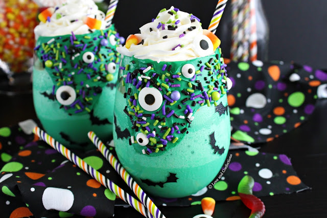 Halloween Green Monster Milkshakes from LoveandConfections.com #sponsored