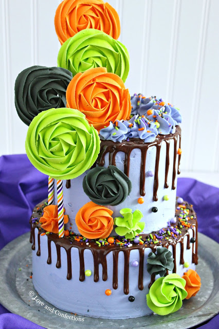 Purple Velvet Halloween Layer Cake from LoveandConfections.com #HalloweenTreatsWeek #ad