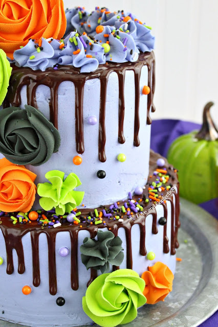 Purple Velvet Halloween Layer Cake from LoveandConfections.com #HalloweenTreatsWeek #ad