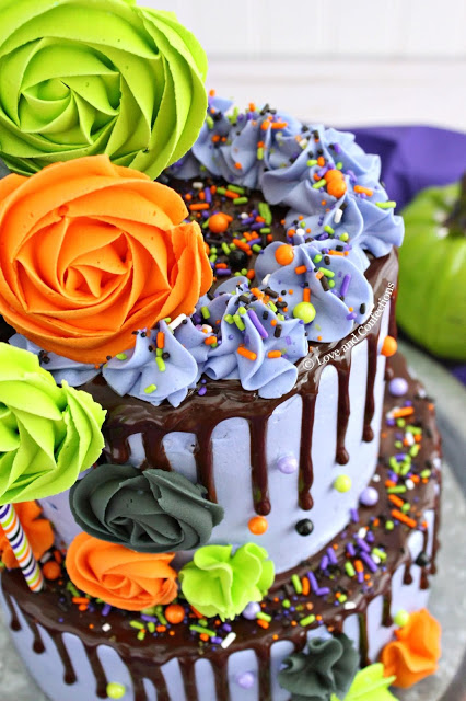 Purple Velvet Halloween Layer Cake from LoveandConfections.com #HalloweenTreatsWeek #ad