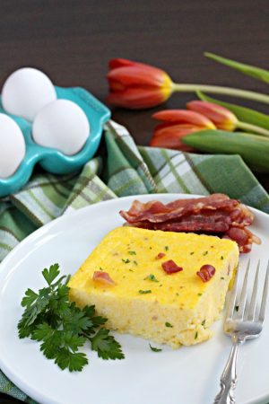 Bacon Cheddar Grits Casserole #BrunchWeek - Love and Confections