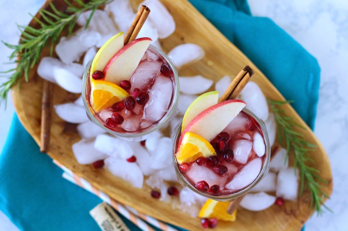 Pumpkin red sangria with apples and pumpkin pie syrup