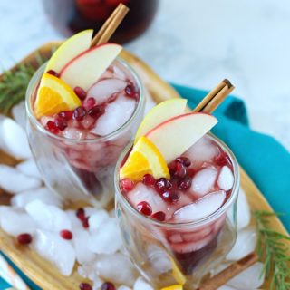 Pumpkin red sangria with apples and pumpkin pie syrup