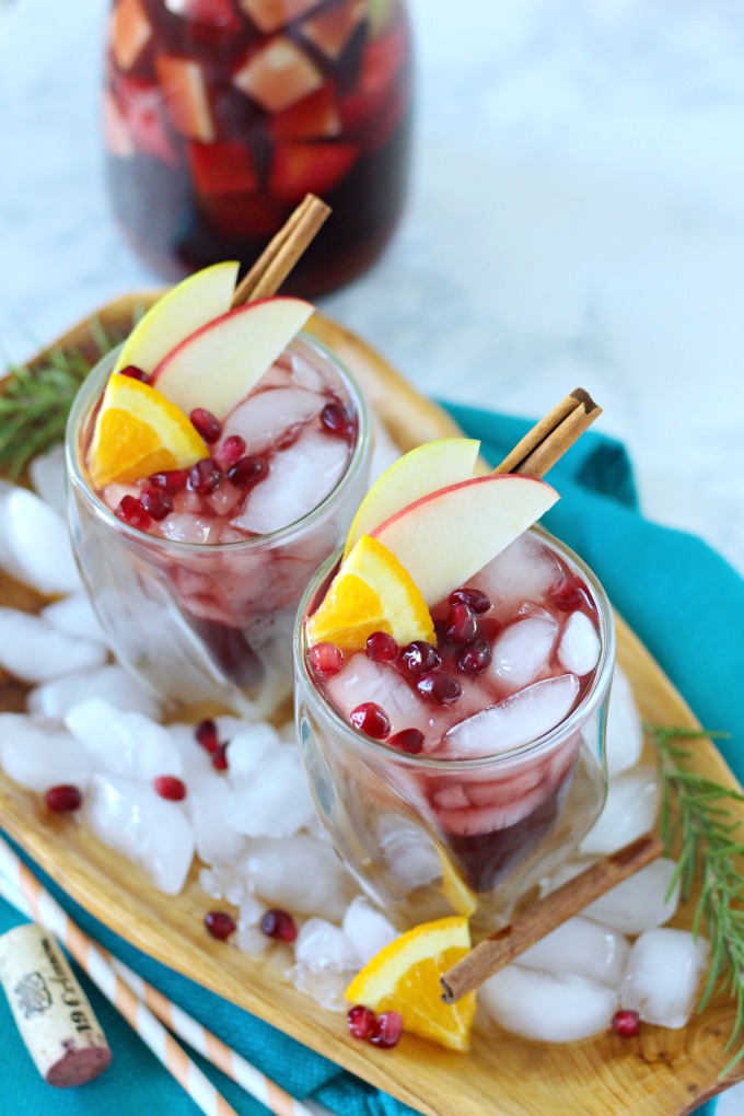 Pumpkin red sangria with apples and pumpkin pie syrup